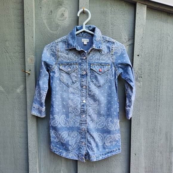 Gymboree Girls Denim Cowgirl Dress Paisley Print Size 4 - Picture 1 of 7